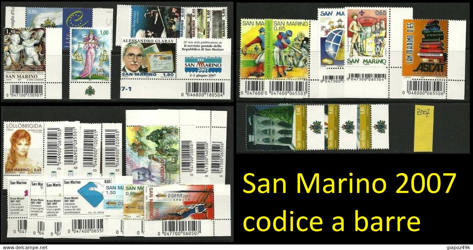 ● San MARINO 2007 ● ANNATA  CODICE A BARRE Per 9 Serie ● Senza BF ️● - Années Complètes