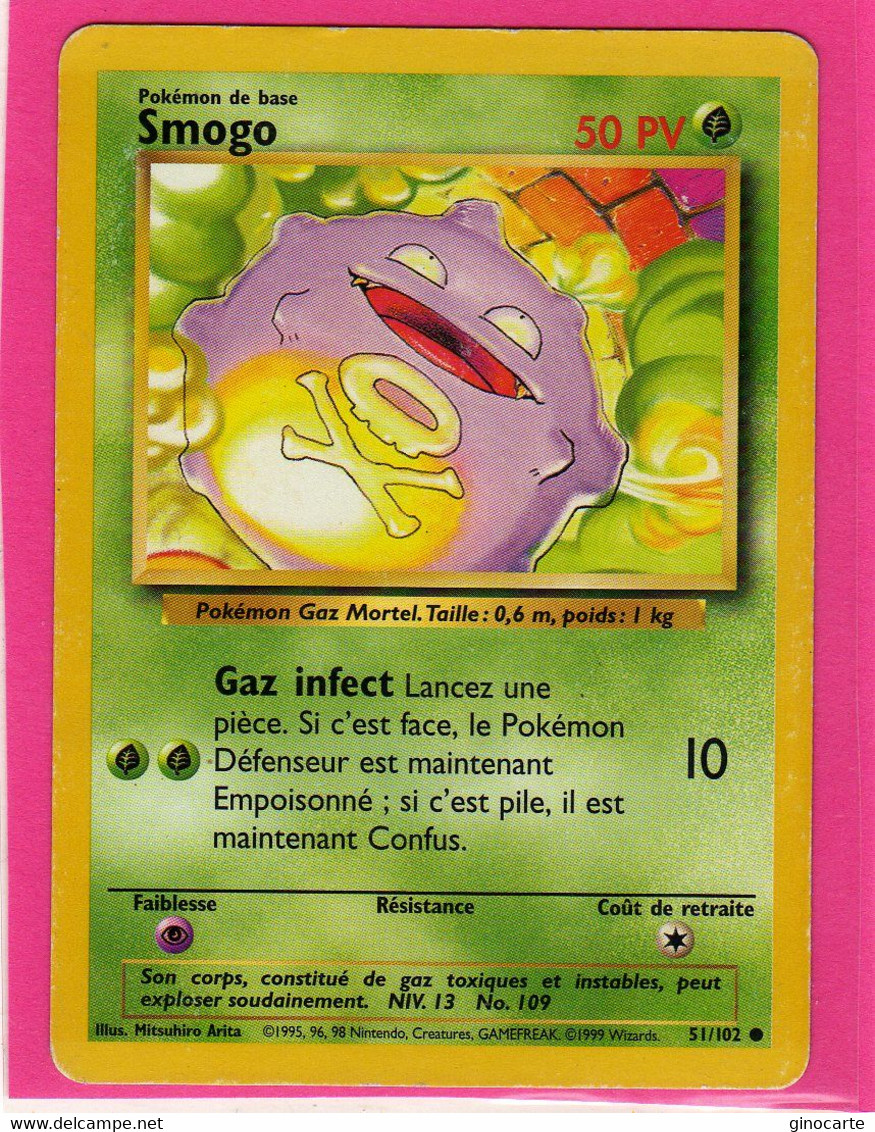 Carte Pokemon Francaise Set De Base Wizards 51/102 Smogo 50pv Occasion - Wizards