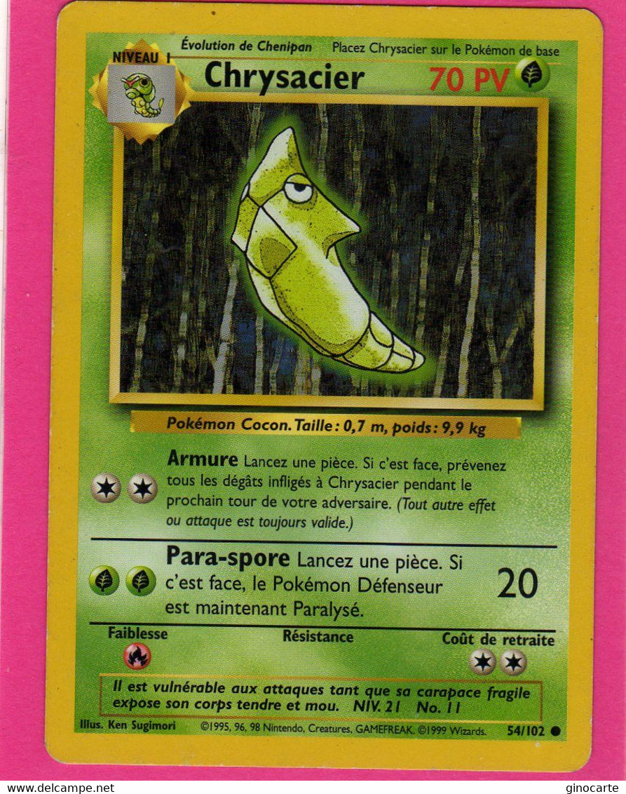 Carte Pokemon Francaise Set De Base Wizards 54/102 Chrysacier 70pv Bon Etat - Wizards