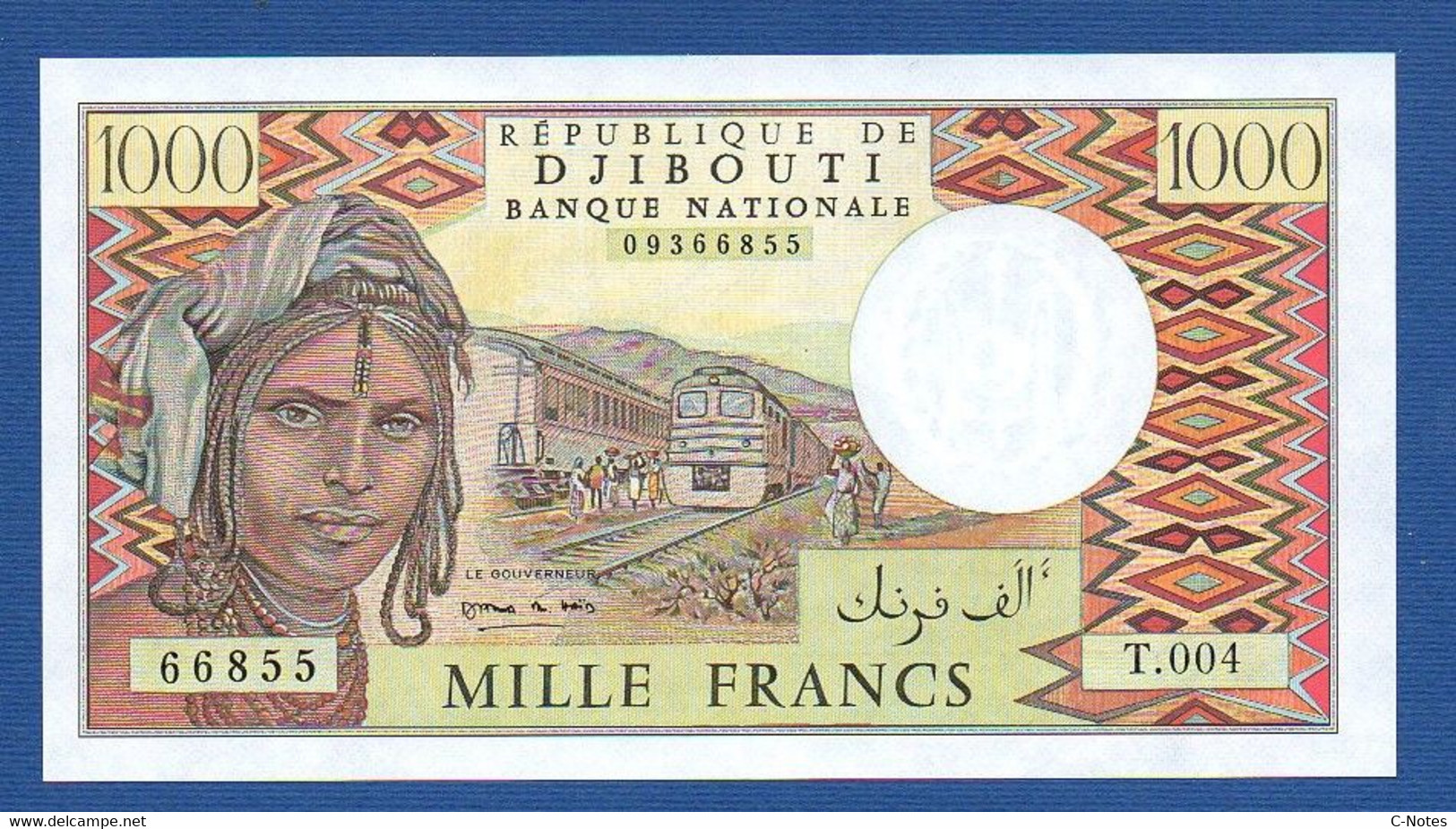 DJIBOUTI - P.37e – 1000 1.000 Francs ND (1979-2005) UNC, Serie T.004 66855 - Dschibuti