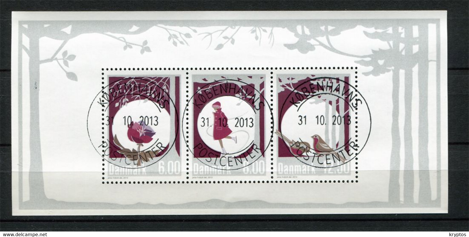 Denmark 2013. "Winter" Complete Sheet W. 3 Stamps - USED - Blocks & Kleinbögen