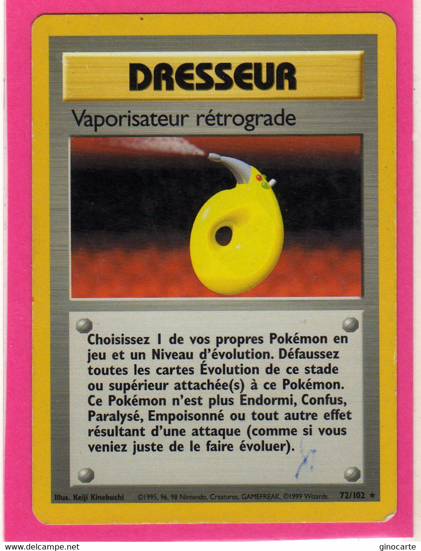 Carte Pokemon Francaise Set De Base Wizards 72/102 Vaporisateur Retrograde Occasion - Wizards