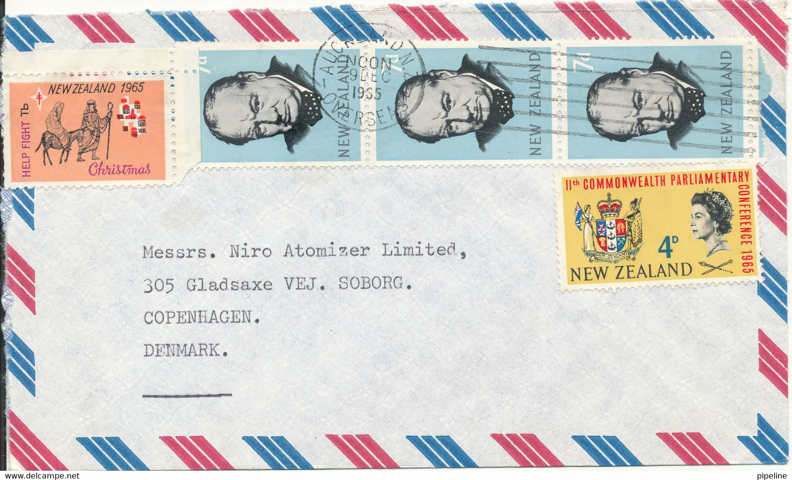 New Zealand Air Mail Cover Sent To Denmark Auckland 9-12-1965 Topic Stamps - Luchtpost
