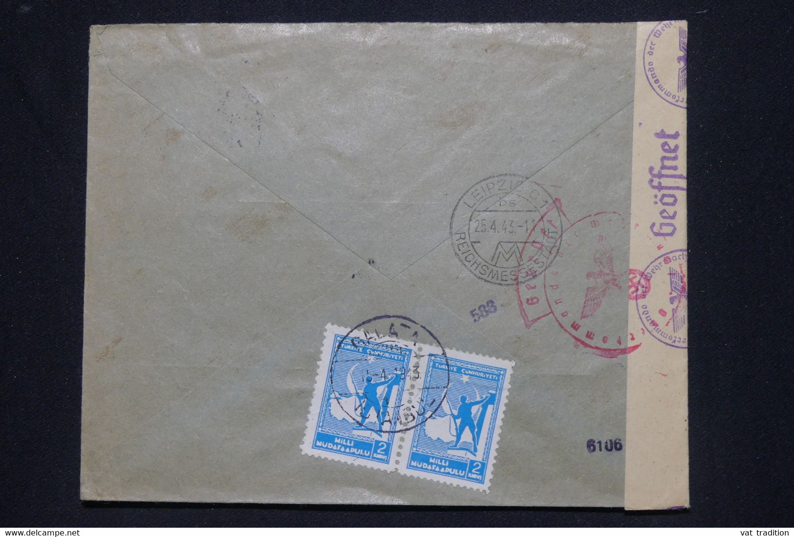 TURQUIE - Enveloppe Commerciale En Recommandé De Istanboul Pour L'Allemagne En 1943 Avec Contrôle Postal - L 139431 - Lettres & Documents