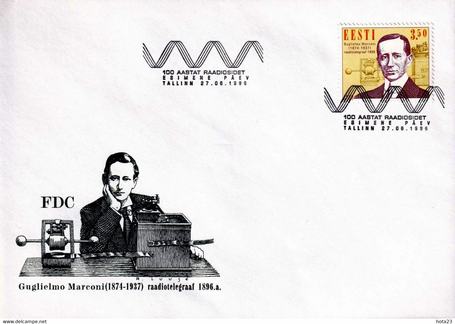 Centenary Marconi Patented Wireless Telegraph 1996 Estonia MNH Stamp Mi 280 FDC - Estland