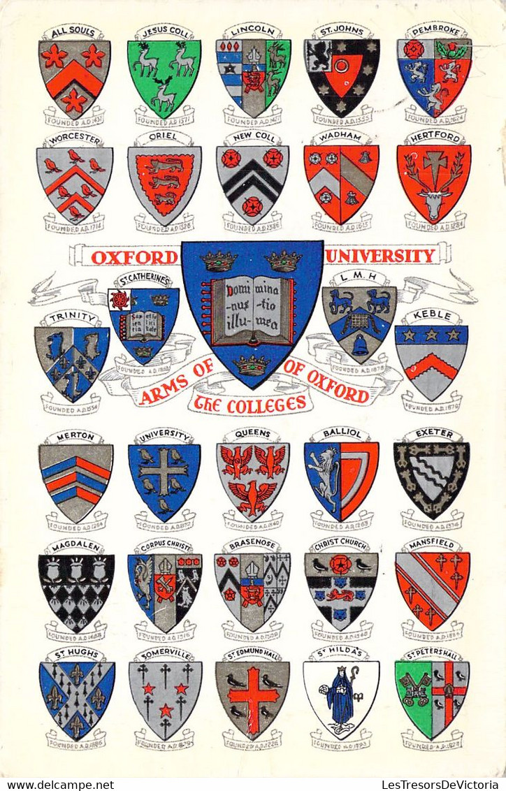 ECOLES - OXFORD UNIVERSITY - Arms Of The Colleges Of Oxford - Carte Postale Ancienne - Ecoles