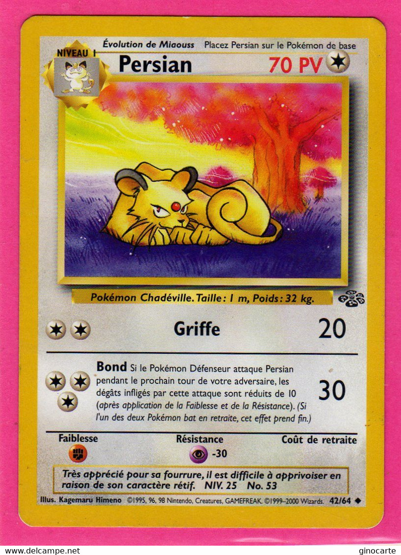 Carte Pokemon Francaise 1995 Wizards Jungle 42/64 Persian 70pv Occasion - Wizards