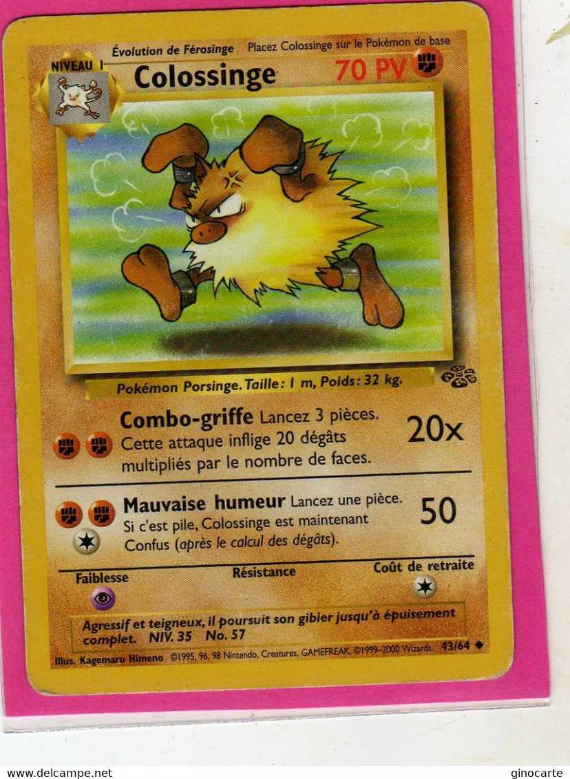 Carte Pokemon Francaise 1995 Wizards Jungle 43/64 Colossinge 70pv Occasion - Wizards