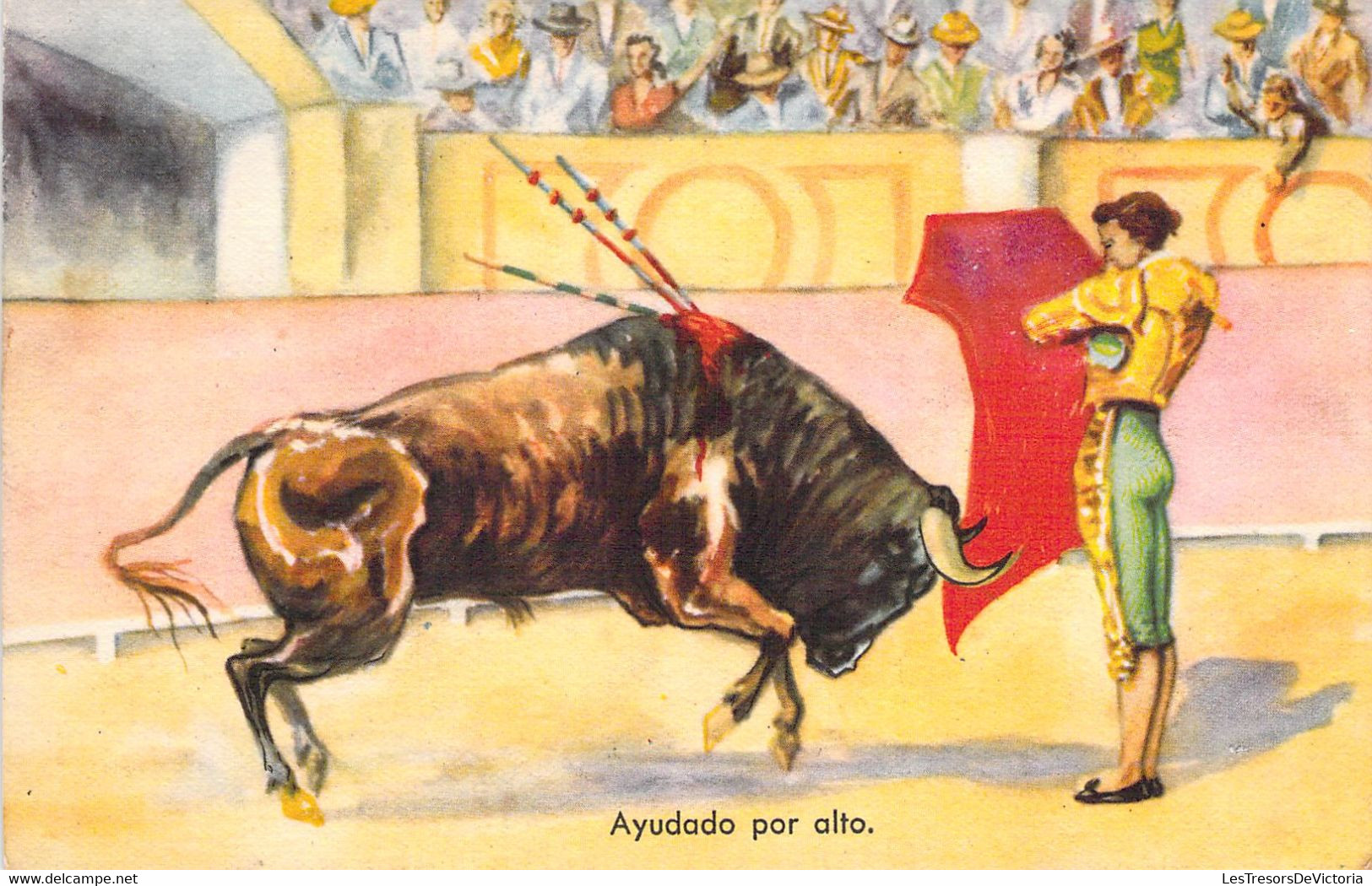 CORRIDA - Ayudado Por Alto - Toro - Carte Postale Ancienne - Corridas