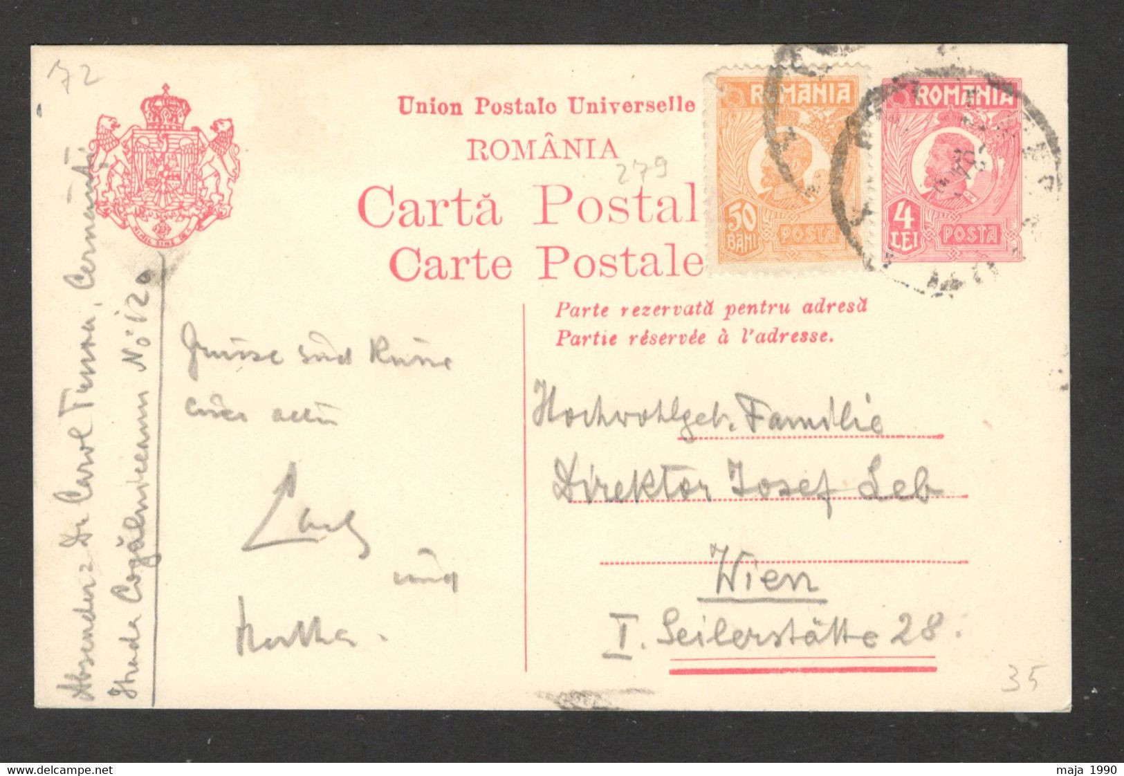 KINGDOM ROMANIA TO AUSTRIA  - POSTCARD - STATIONERY - 1925. - Altri & Non Classificati