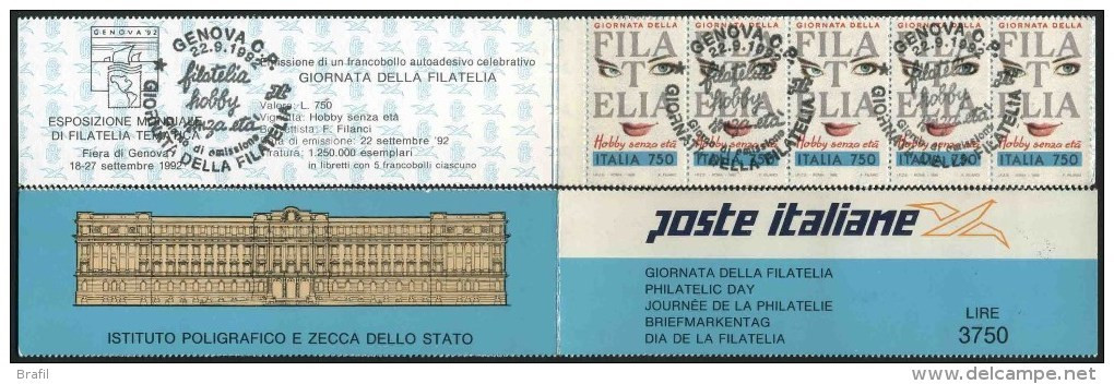1992 Italia, Giornata Della Filatelia, Libretto Con Annullo Ufficiale - Carnets