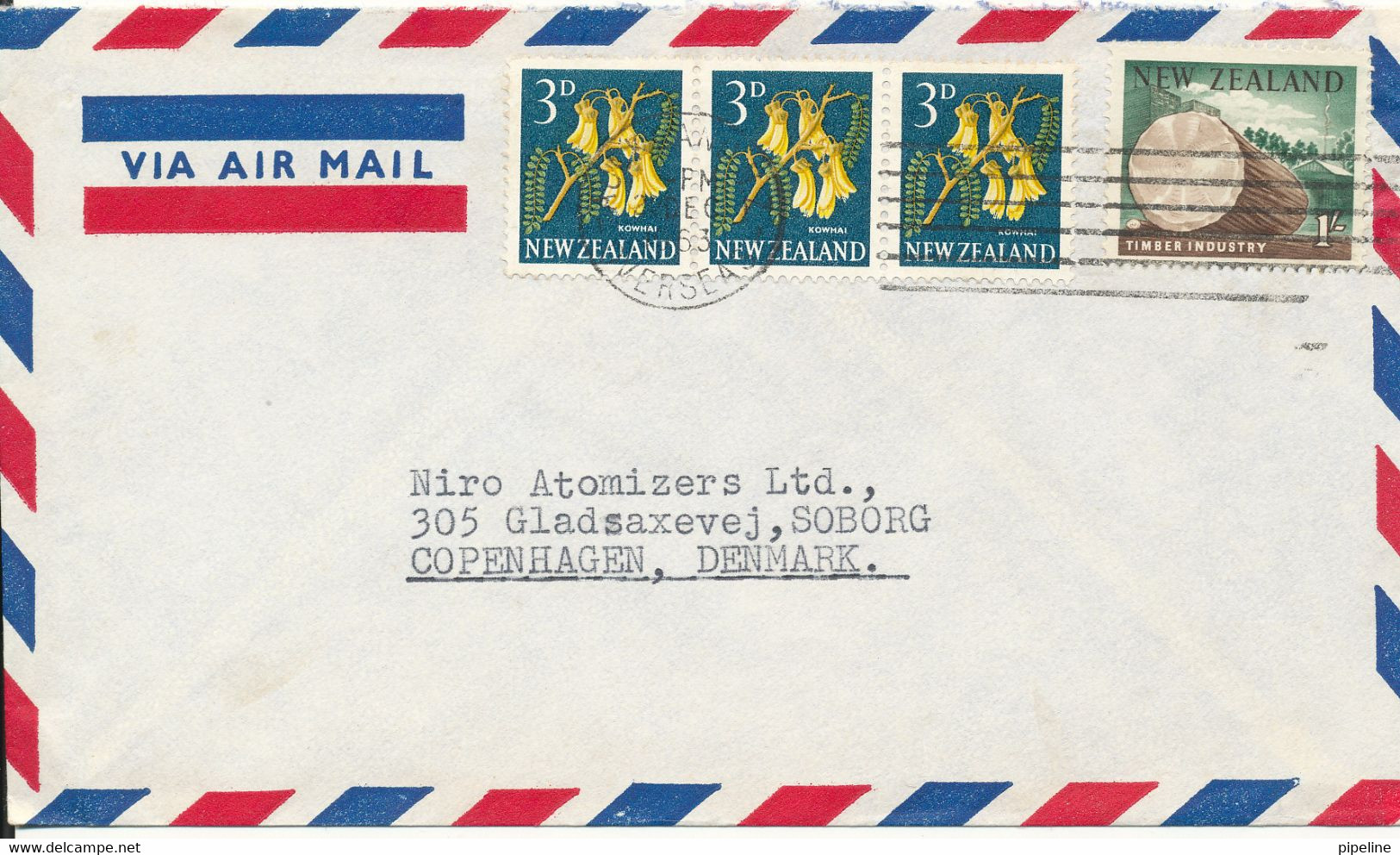 New Zealand Air Mail Cover Sent To Denmark 20-12-1963 Topic Stamps - Poste Aérienne