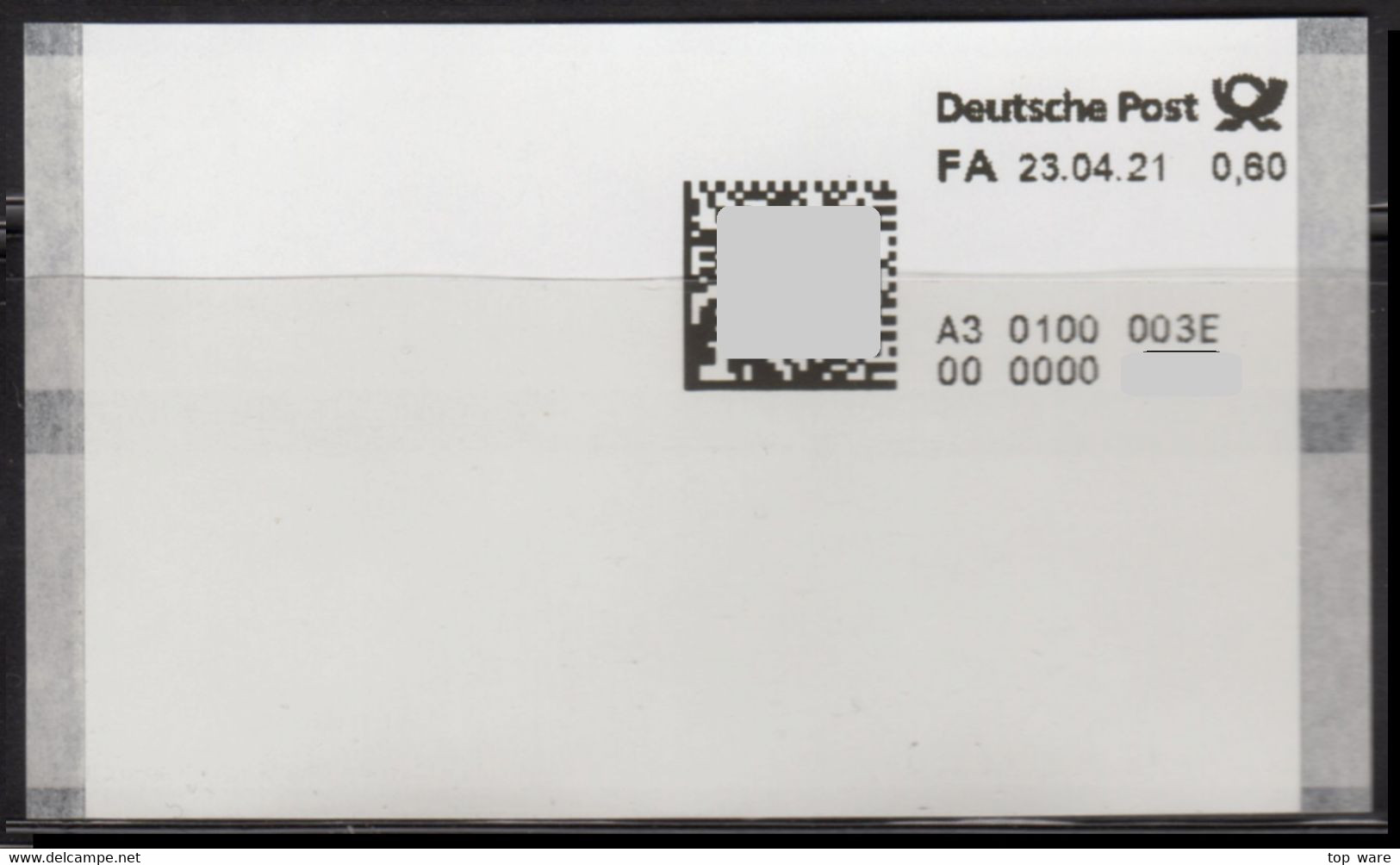 Deutschland Bund Test Poststation Nr. 003E ATM 0,60 Postfrisch Automatenmarken Selbstklebend Matrixcode - Automatenmarken [ATM]