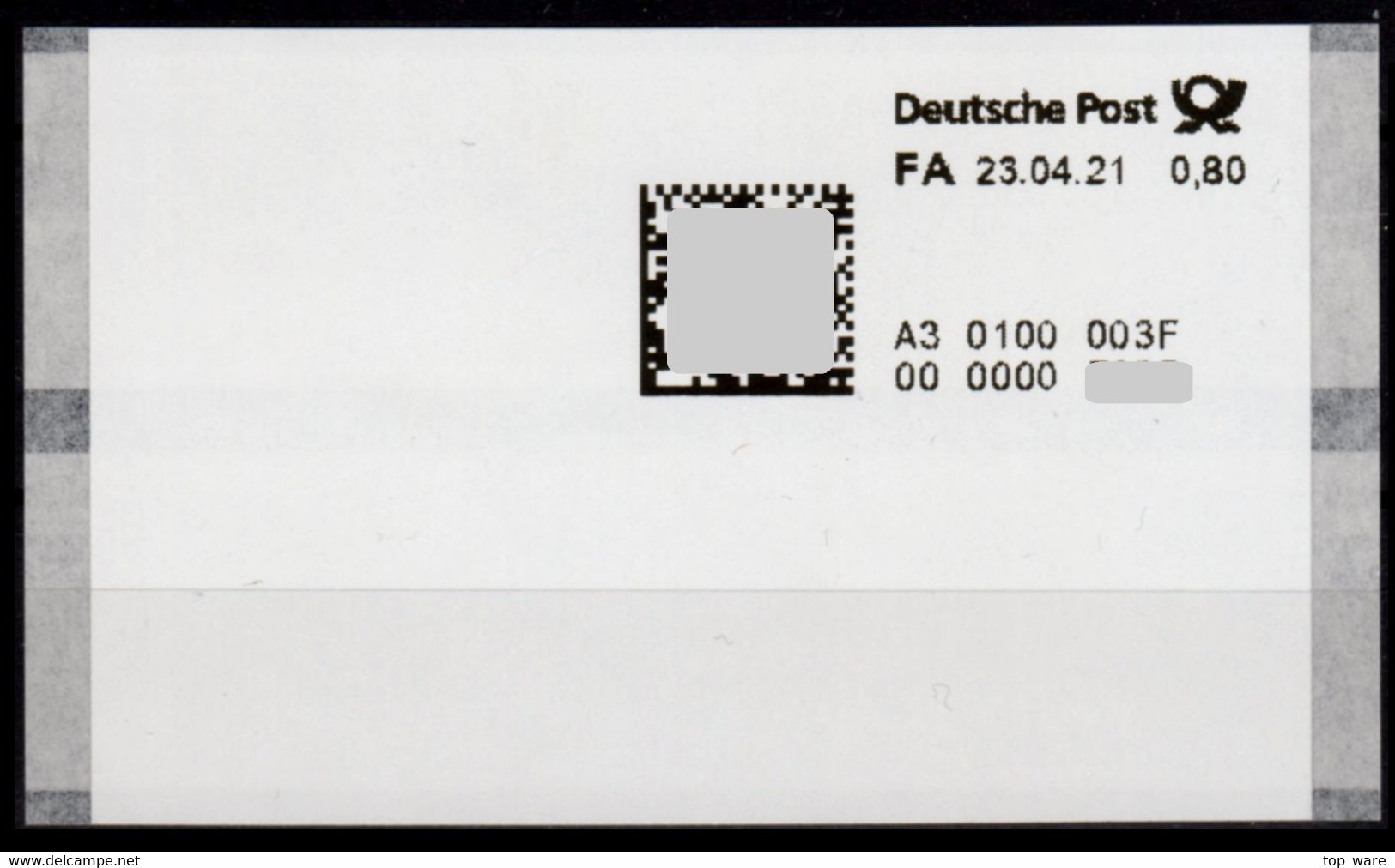 Deutschland Bund Test Poststation Nr. 003F ATM 0,80 Postfrisch Automatenmarken Selbstklebend Matrixcode - Automatenmarken [ATM]