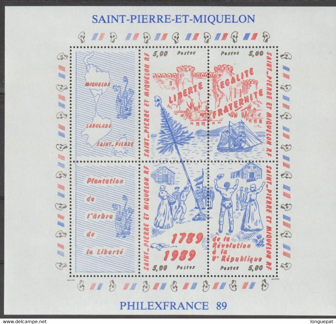 St PIERRE  Et MIQUELON - Bicentenaire De La Révolution Française - "Philexfrance 89" - Blocchi & Foglietti