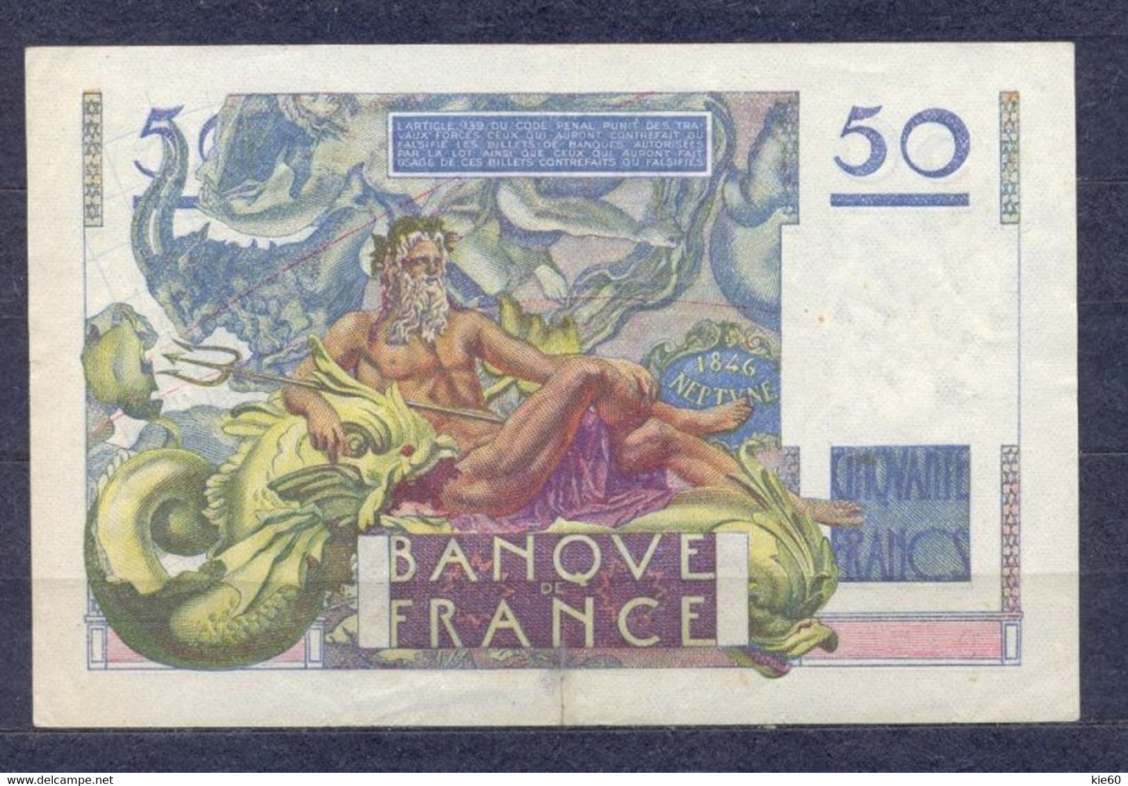 France - 1947 - 2.10.47...50  F -..P127b3....vf - 50 F 1946-1951 ''Le Verrier''