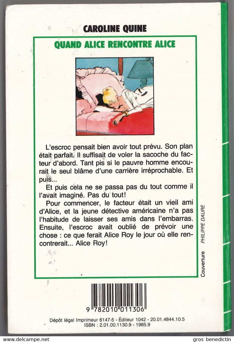 Hachette - Bibliothèque Verte - Caroline Quine - "Quand Alice Rencontre Alice" - 1985 - #Ben&Alice - Biblioteca Verde