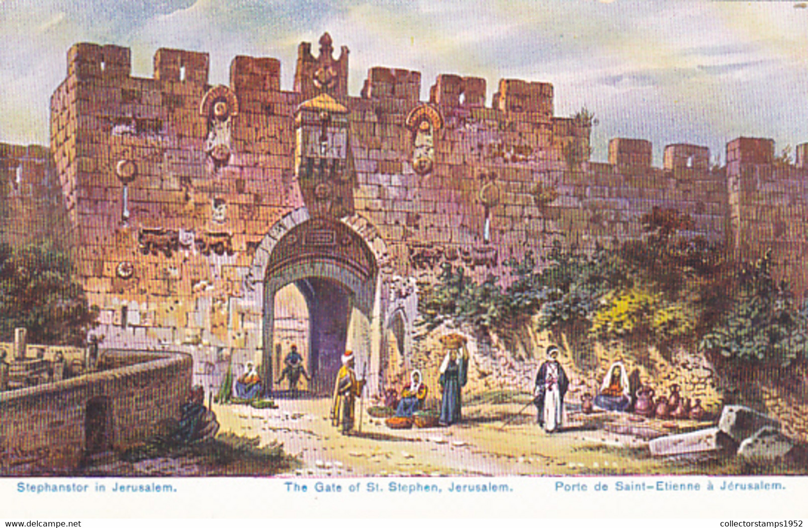 CPA ILLUSTRATION, SIGNED, FRIEDRICH PERLBERG- JERUSALEM GATE OF ST STEPHEN - Perlberg, F.