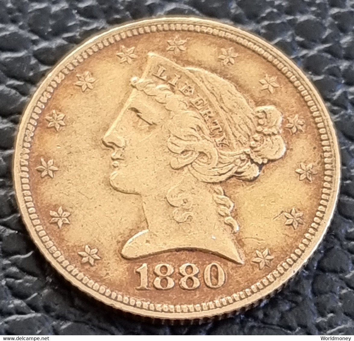 United States 5 Dollars 1880 (Gold) - 5$ - Half Eagles - 1866-1908: Coronet Head