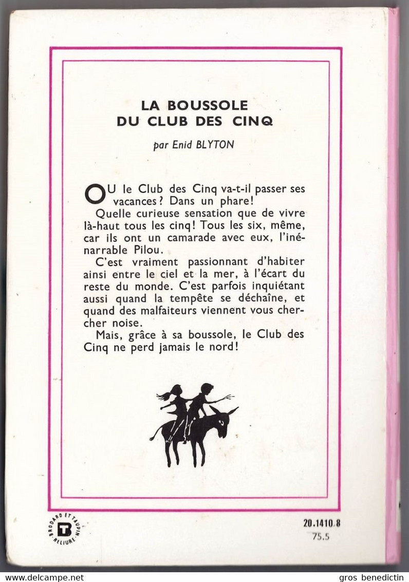 Hachette - Bibliothèque Rose - Enid Blyton  - "La Boussole Du Club Des Cinq" - 1975 - #Ben&Bly&CD5 - Bibliotheque Rose