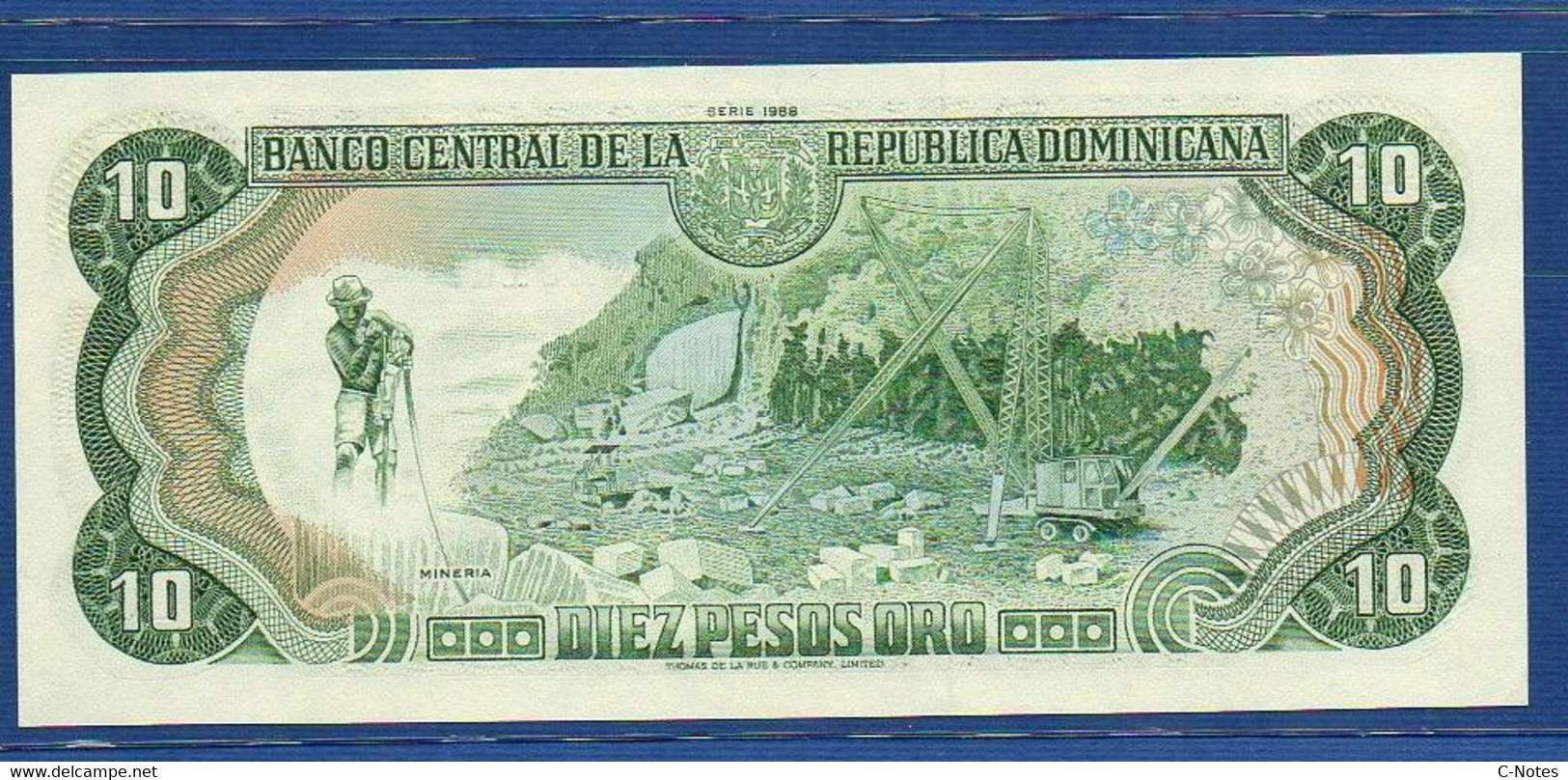 DOMINICAN REPUBLIC - P.119c – 10 Pesos Oro 1988 UNC, Serie D 032231 Q - Dominikanische Rep.