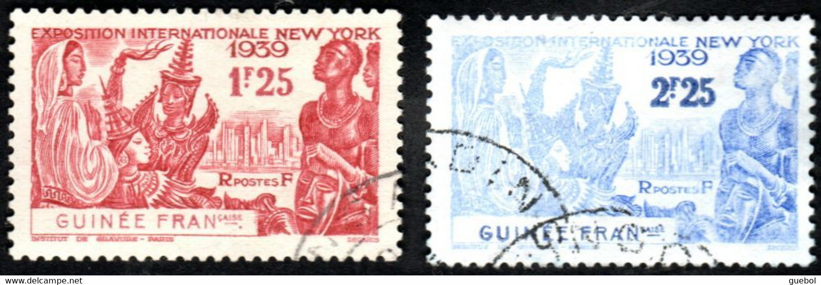Détail De La Série Exposition Internationale De New York Obl. Guinée N° 151 Et 152 - 1939 Exposition Internationale De New-York