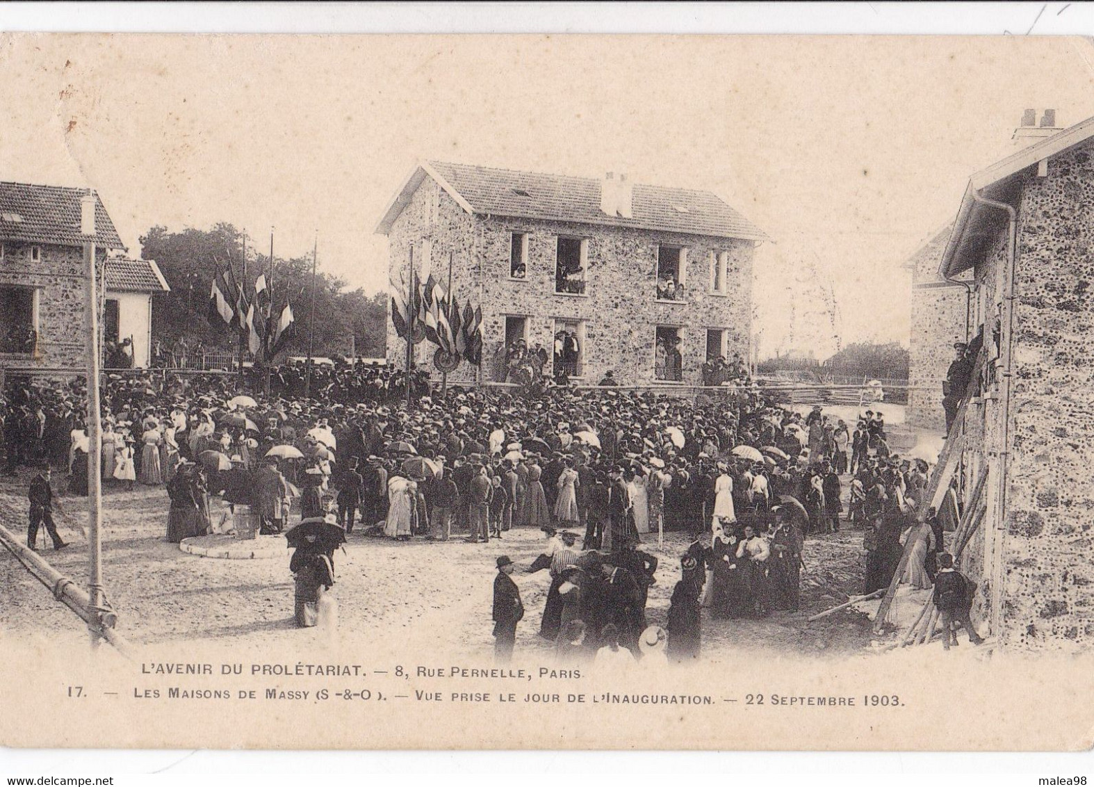 MASSY,,LES MAISONS De MASSY ,,,VUE PRISE Le JOUR De L' INAUGURATION,,,22 09 , 1903,,,, ,,,VOYAGE 1905,,,peu Courante - Gewerkschaften