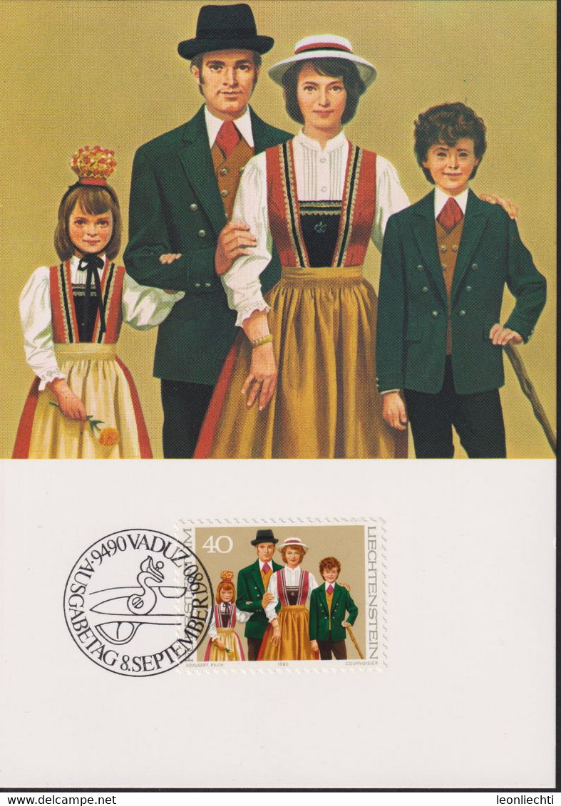 1980 Liechtenstein MC 15, Mi:LI 754, Yt:LI 695, Zum:LI 692, Trachten, Triesenberger Trachtengruppe - Costumes