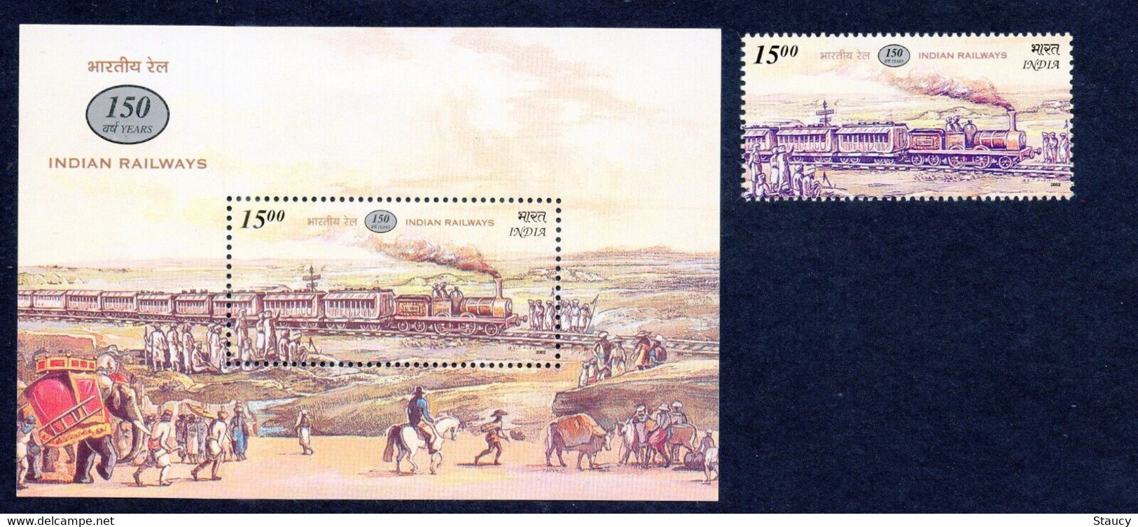 India 2002 150th Anniversary Of Indian Railways 1v STAMP + MS MINIATURE SHEET MNH As Per Scan - Otros & Sin Clasificación