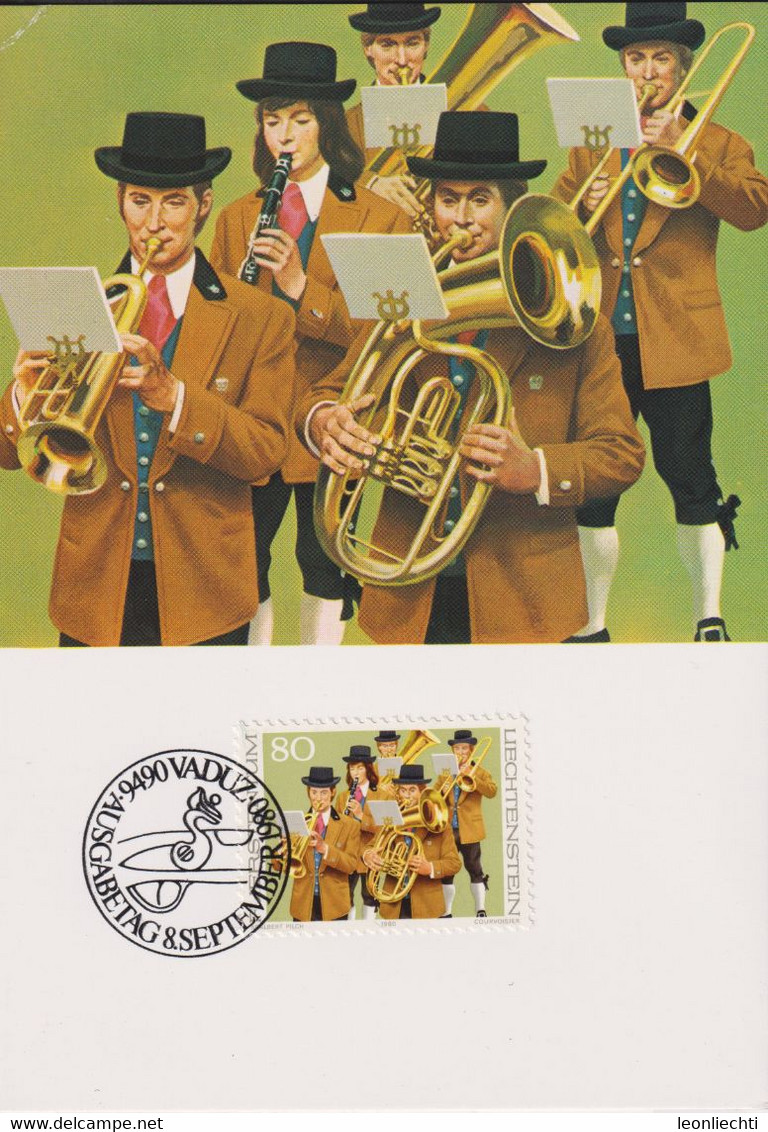 1980 Liechtenstein MC 15, Mi:LI 756, Yt:LI 697, Zum:LI 694, Trachten, Musikkapelle Mauren - Costumes