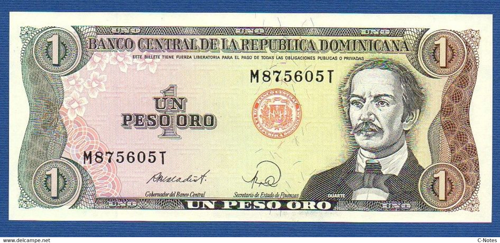 DOMINICAN REPUBLIC - P.126c – 1 Peso Oro 1988 UNC, Serie M 875605 T - Repubblica Dominicana