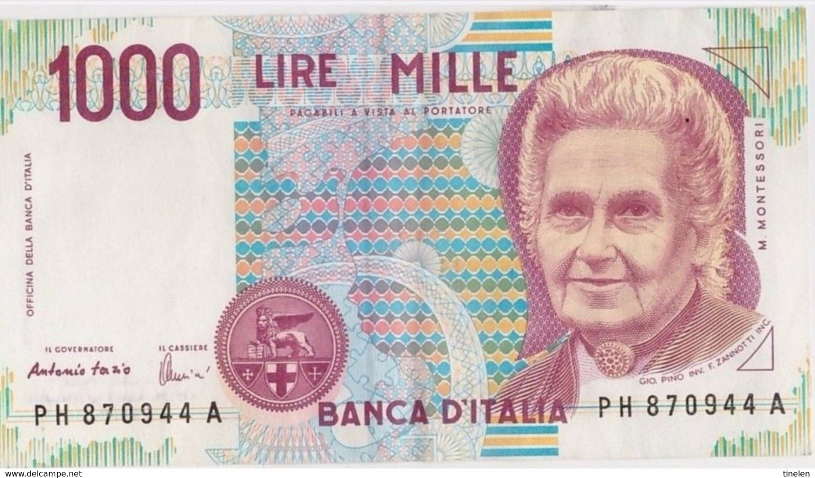 Italia - 1000 Lire Montessori 3 10 1990 - 1000 Lire