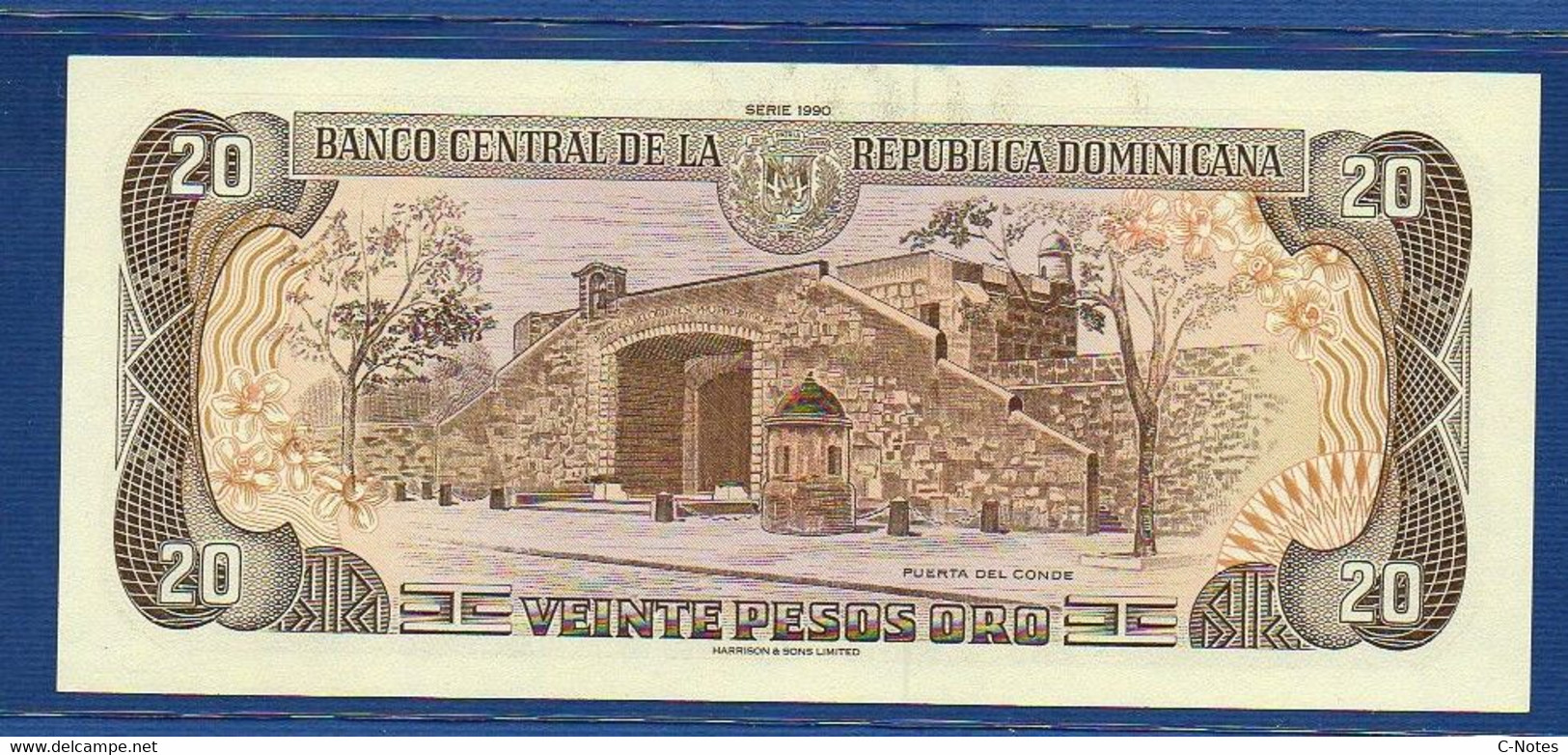 DOMINICAN REPUBLIC - P.133 – 20 Pesos Oro 1990 UNC, Serie D546932K - Dominikanische Rep.