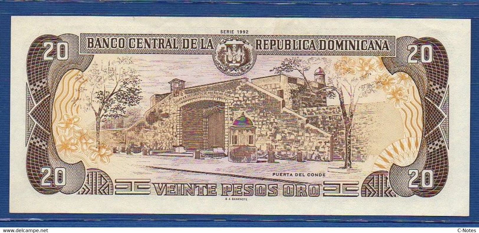 DOMINICAN REPUBLIC - P.139 – 20 Pesos Oro 1992 AUNC, Serie F 956156 J Commemorative Issue - Dominicana