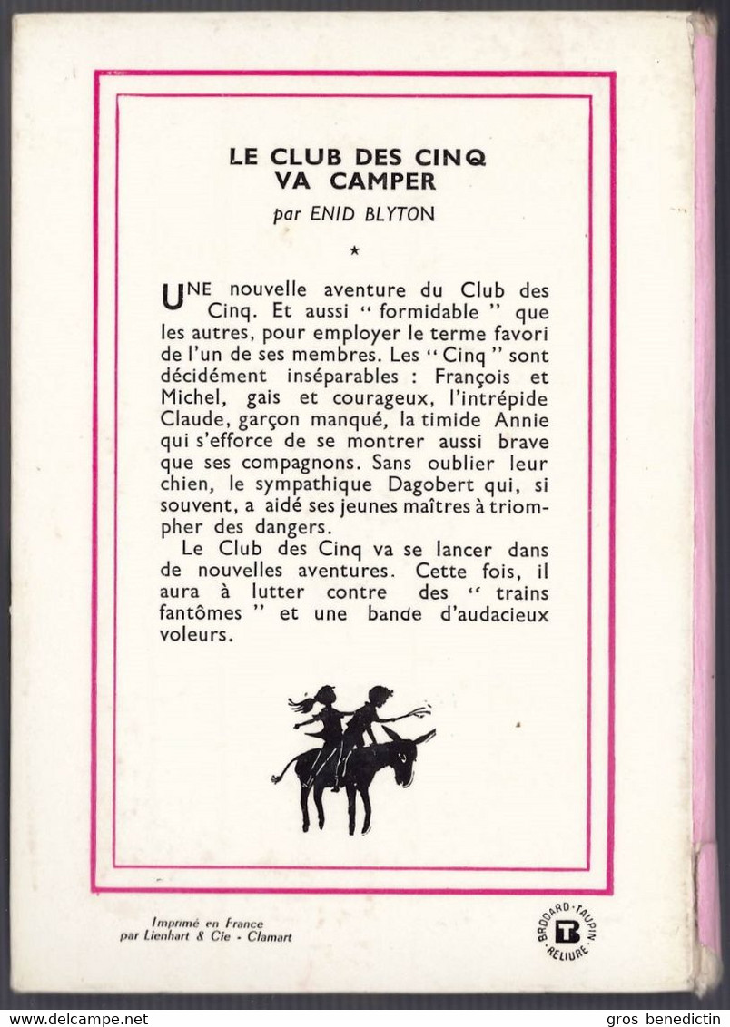 Hachette - Nouvelle Bibliothèque Rose N°51 - Enid Blyton  - "Le Club Des Cinq Va Camper" - 1963 - #Ben&Bly&CD5 - Biblioteca Rosa