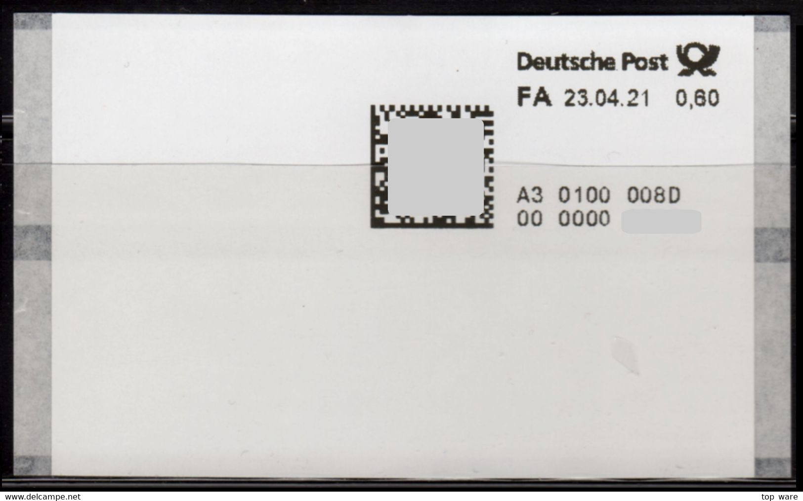 Deutschland Bund Test Poststation Nr. 008D ATM 0,60 Postfrisch Automatenmarken Selbstklebend Matrixcode - Automatenmarken [ATM]