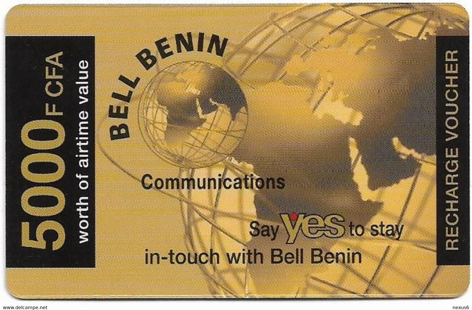 Benin - BELL Benin - Gold Earth, Exp.31.12.2004, GSM Refill 5.000CFA, Used - Benin