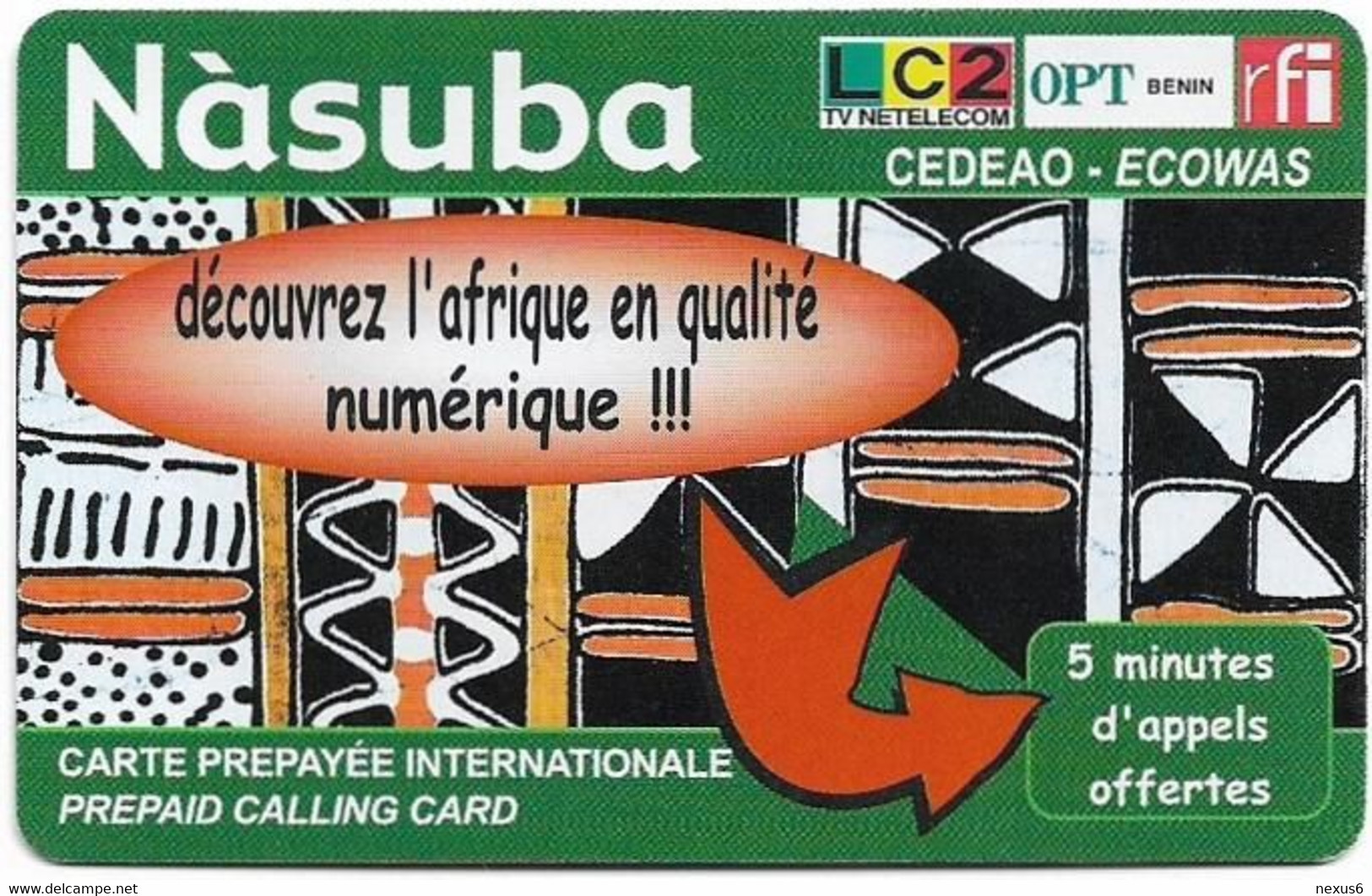 Benin - LC2 - Nàsuba - Cedeao-Ecowas (Green) - Exp.31.12.2003, Remote Mem. 5min., Used - Bénin