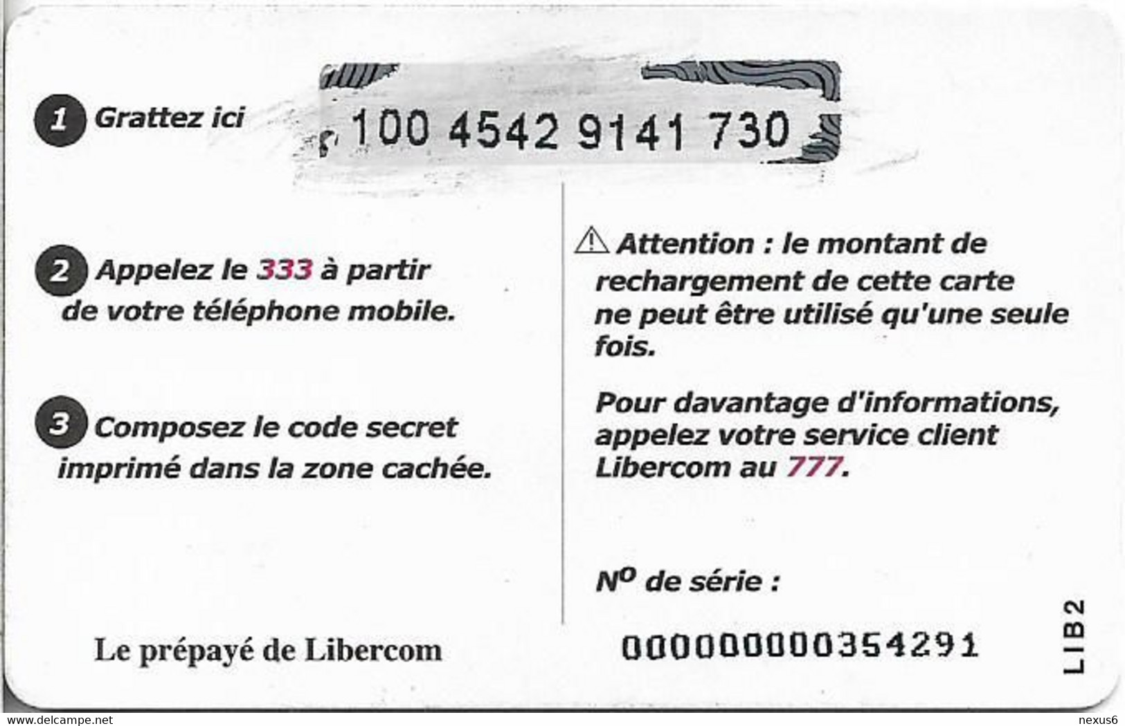 Benin - Libercom - Carte Recharge (Orange), Reverse 1, GSM Refill 2.000CFA, Used - Bénin