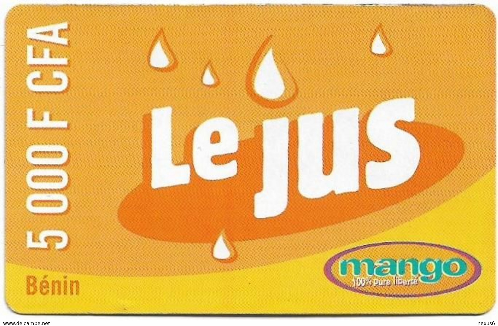 Benin - Mango - Le Jus - (Telecel Reverse), Exp.30.09.2010, GSM Refill 5.000CFA, Used - Bénin