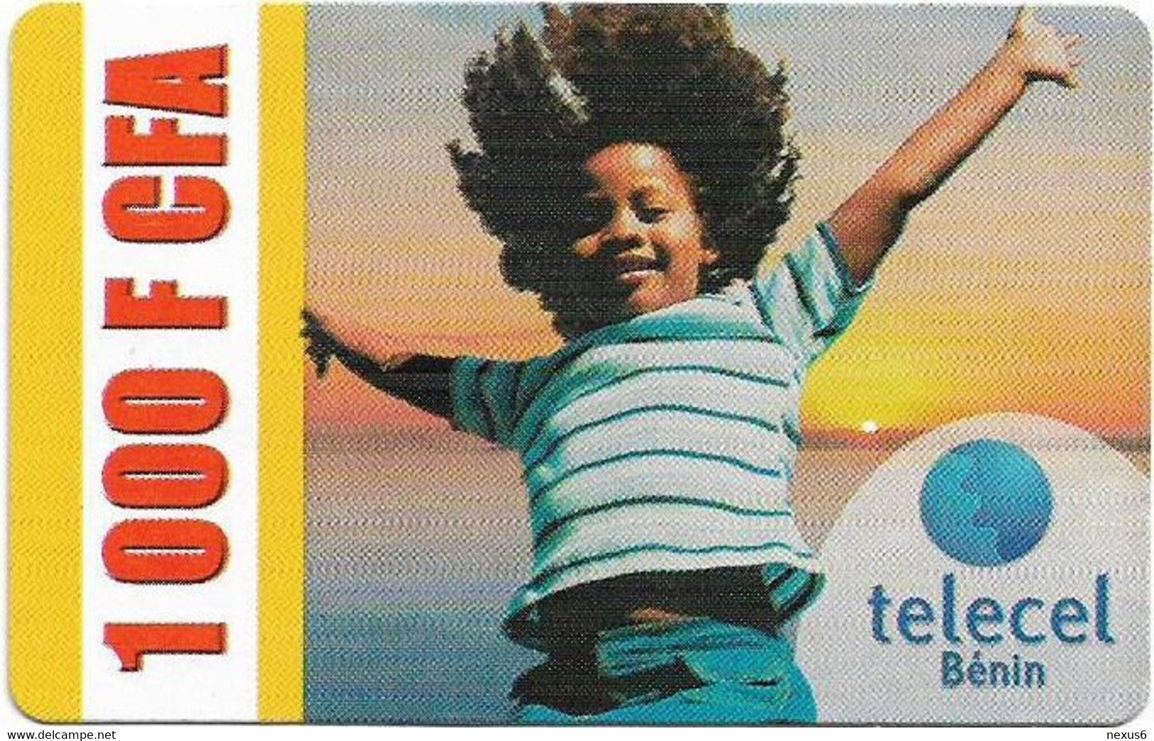 Benin - Telecel Benin - Happy Girl Jumping, No Barcode, Reverse 1, Exp.31.03.2011, GSM Refill 1.000CFA, Used - Benin