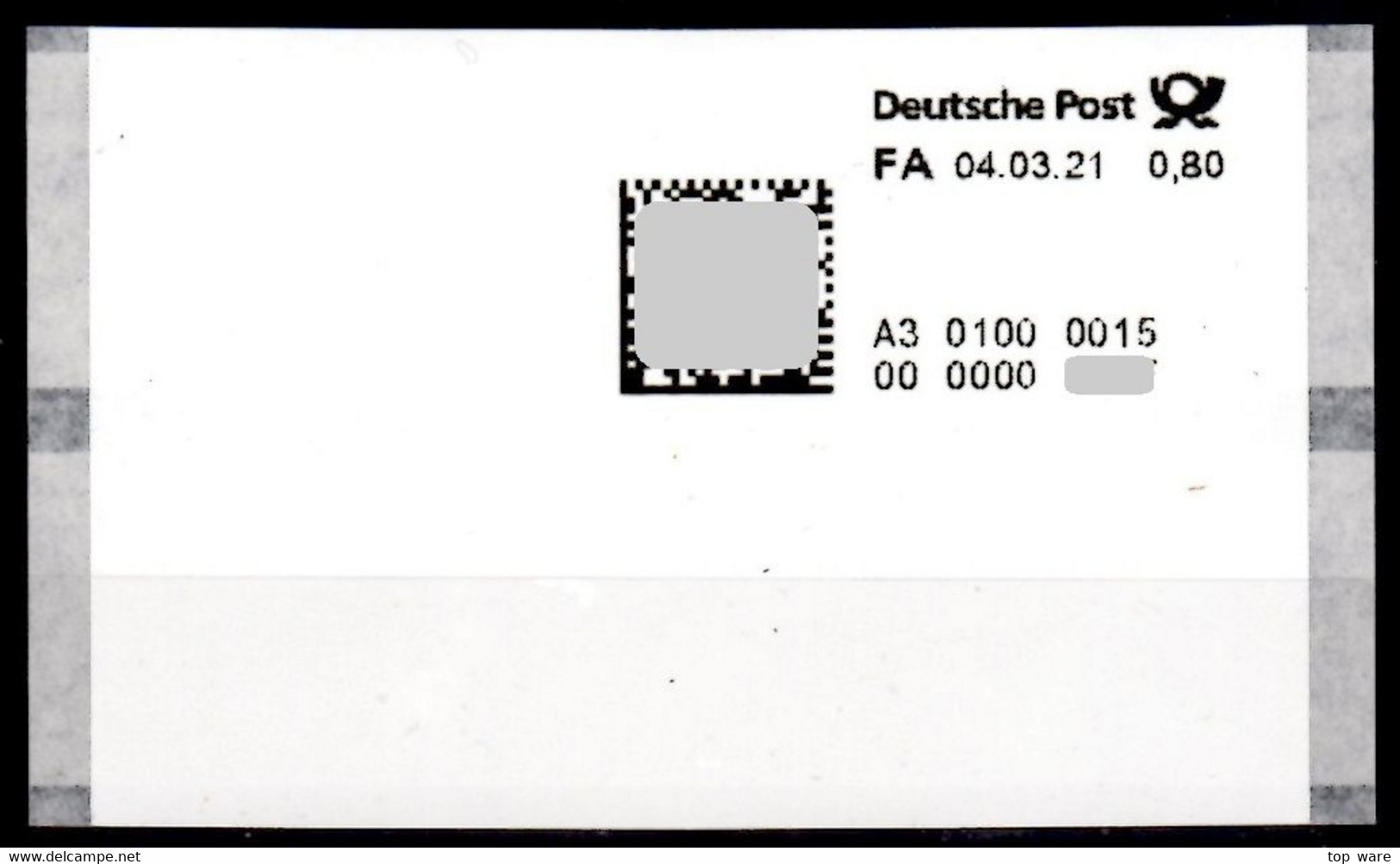 Deutschland Bund Test Poststation Nr. 0015 ATM 0,80 Postfrisch Automatenmarken Selbstklebend Matrixcode - Automatenmarken [ATM]