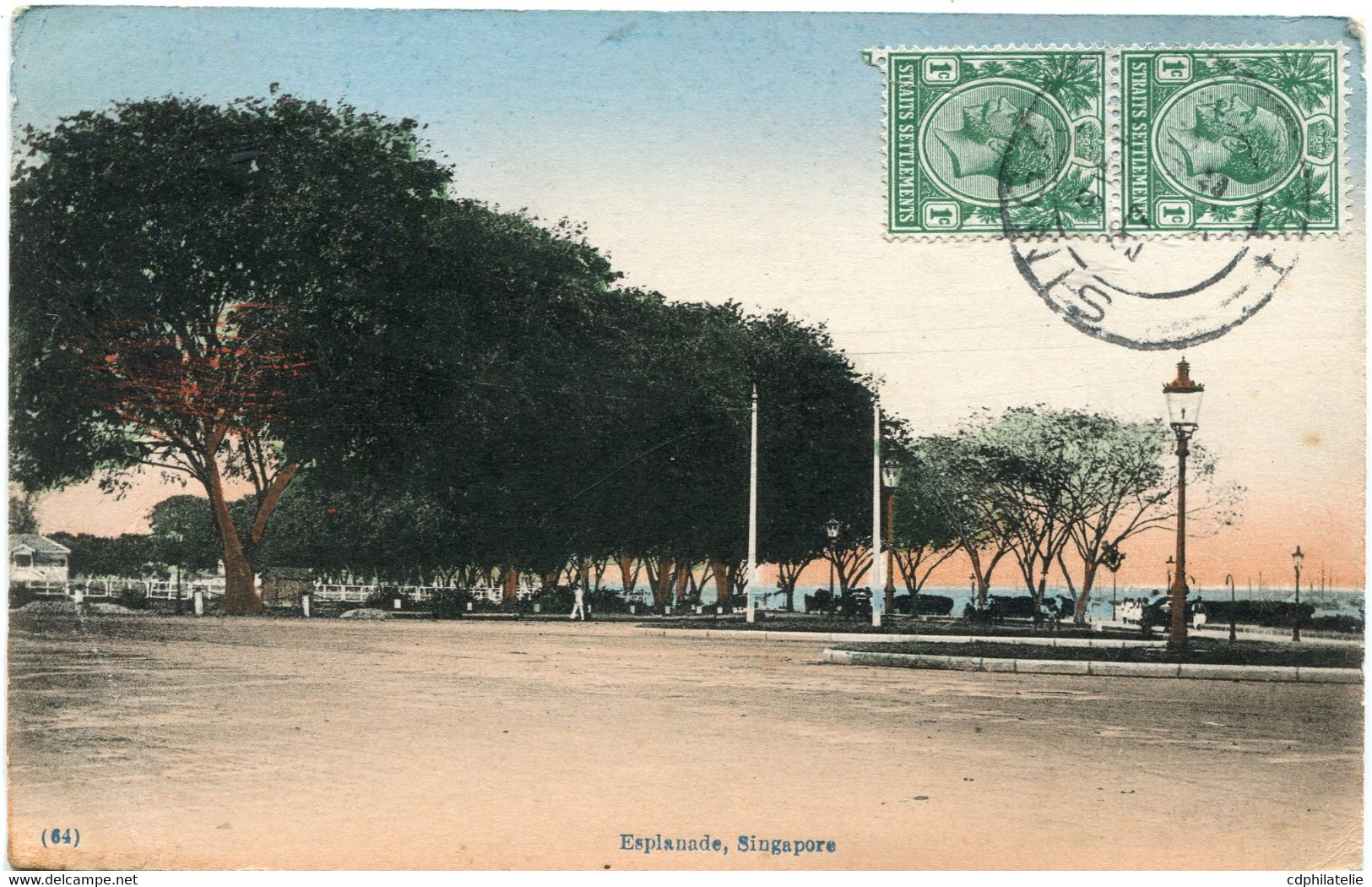 SINGAPOUR CARTE POSTALE -SINGAPORE ESPLANADE DEPART SINGAPORE JU 27 1918 POUR LA FRANCE - Singapour (...-1959)