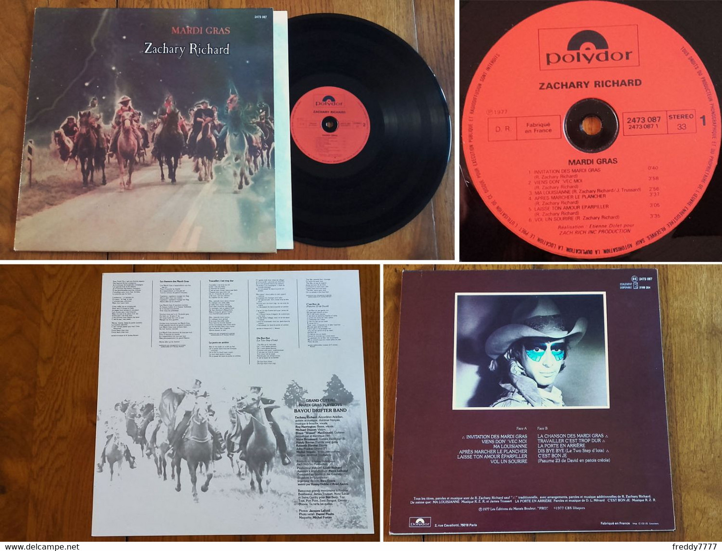 RARE French LP 33t RPM (12") ZACHARY RICHARD «Mardi Gras» (1977) - Country & Folk