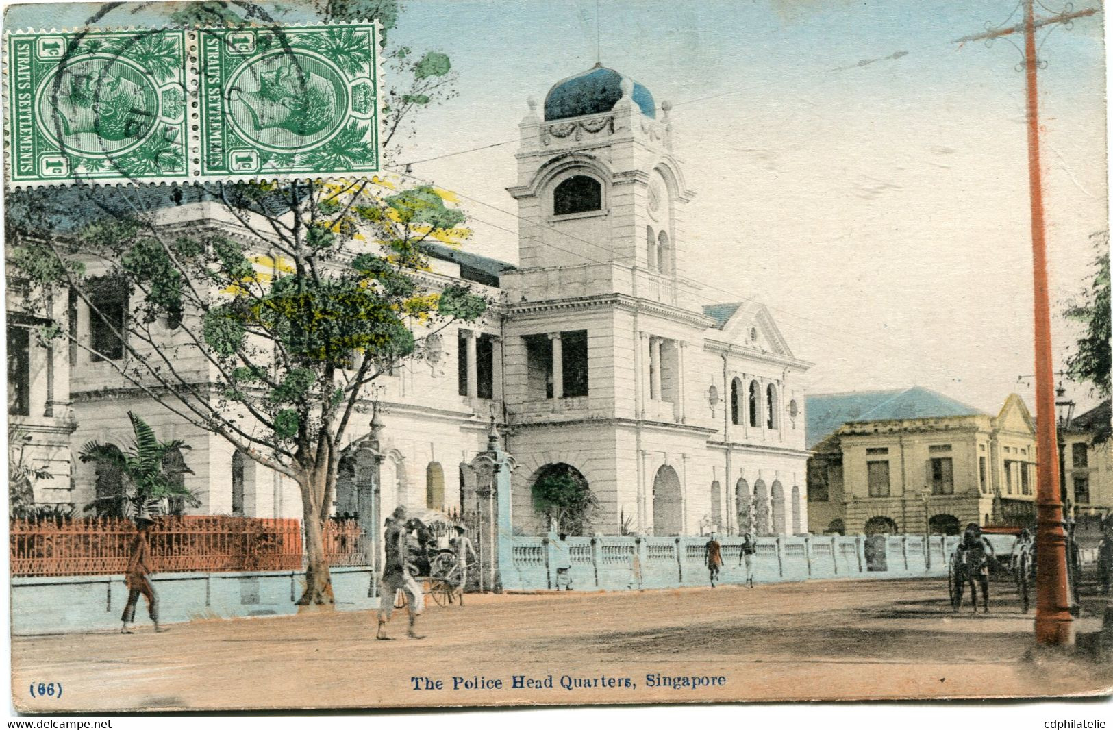 SINGAPOUR CARTE POSTALE -SINGAPORE THE POLICE HEAD QUARTERS DEPART SINGAPORE JU 27 1918 POUR LA FRANCE - Singapore (...-1959)