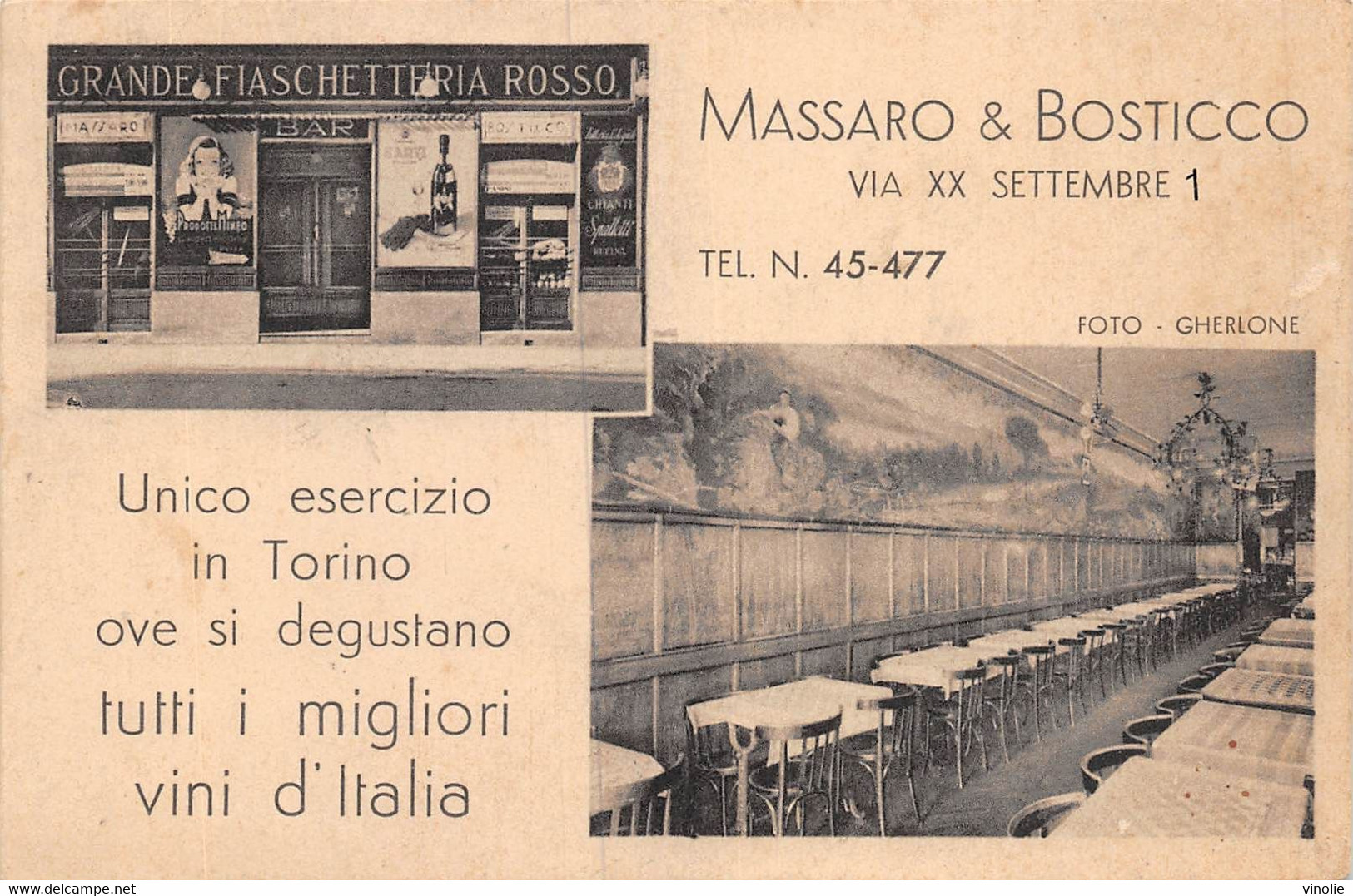 23-1583 : TORINO  MASSARO ET BOSTICCO  GRANDE FIASCHETTERIA ROSSO - Bares, Hoteles Y Restaurantes