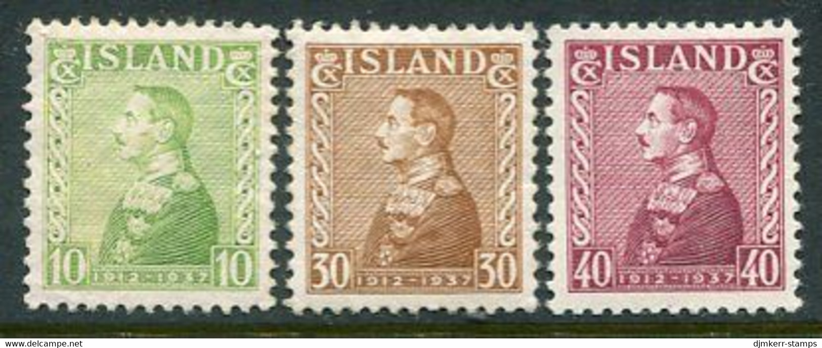 ICELAND  1937 25th Anniversary Of Regency MNH / **.  Michel 187-189 - Ongebruikt