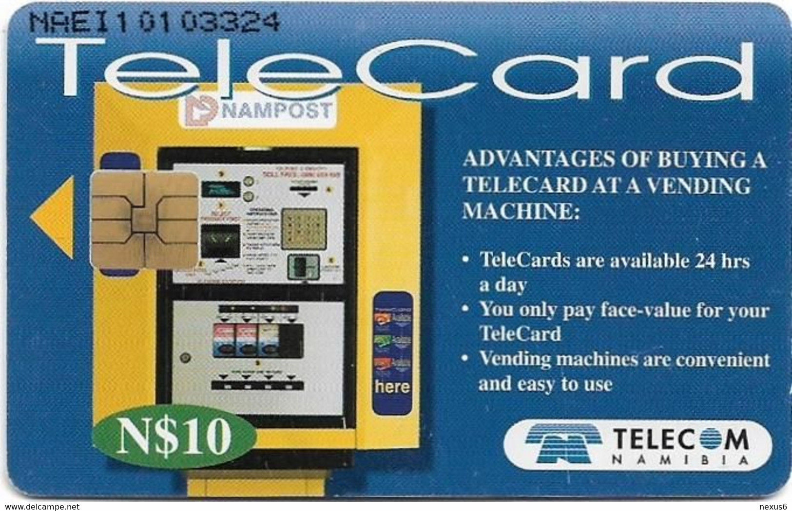 Namibia - Telecom Namibia - Vending Machine (FV. In Green), Solaic, 2000, 10$, Used - Namibië