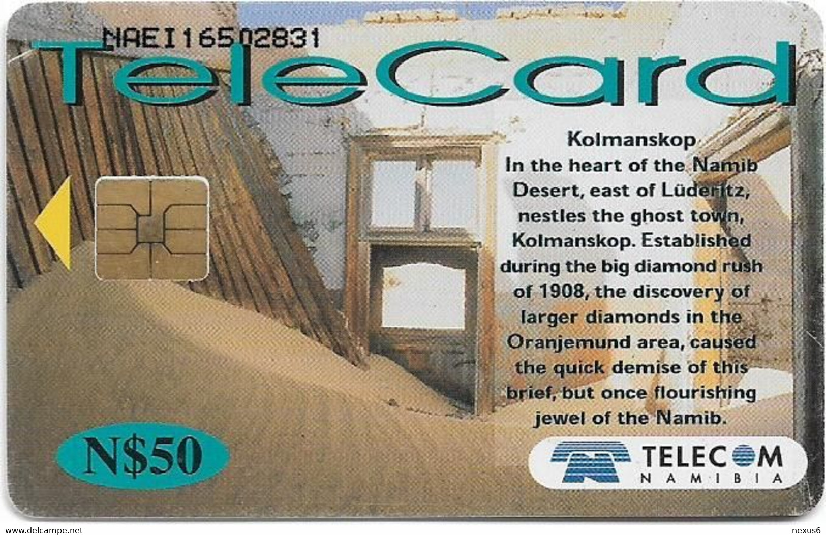 Namibia - Telecom Namibia - Places Of Interest, Kolmanskop, 2001, 50$, Used - Namibie
