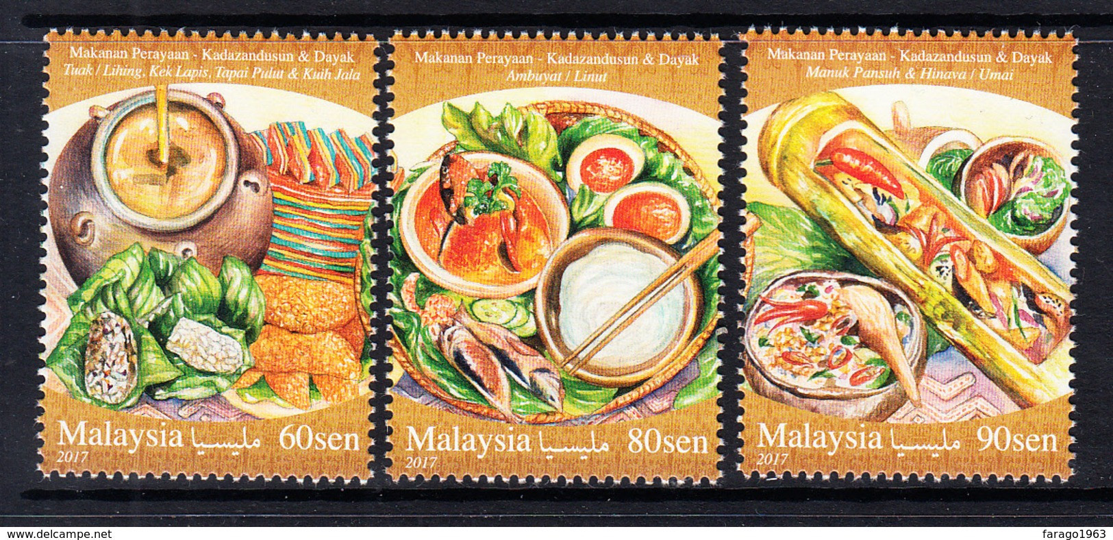 2017 Malaysia  Cuisine Food Gastronomie Complete Set Of 3 MNH - Malaysia (1964-...)